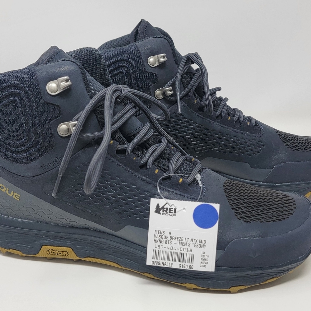 Vasque Breeze LT NTX Mid WATERPROOF Ebony Hiking Shoe Boot sz 9 7446 Vibram Sole